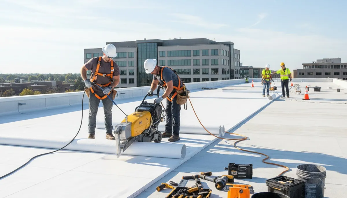 Commercial roofing service in Pittsburgh, PA protecting local businesses from severe weather