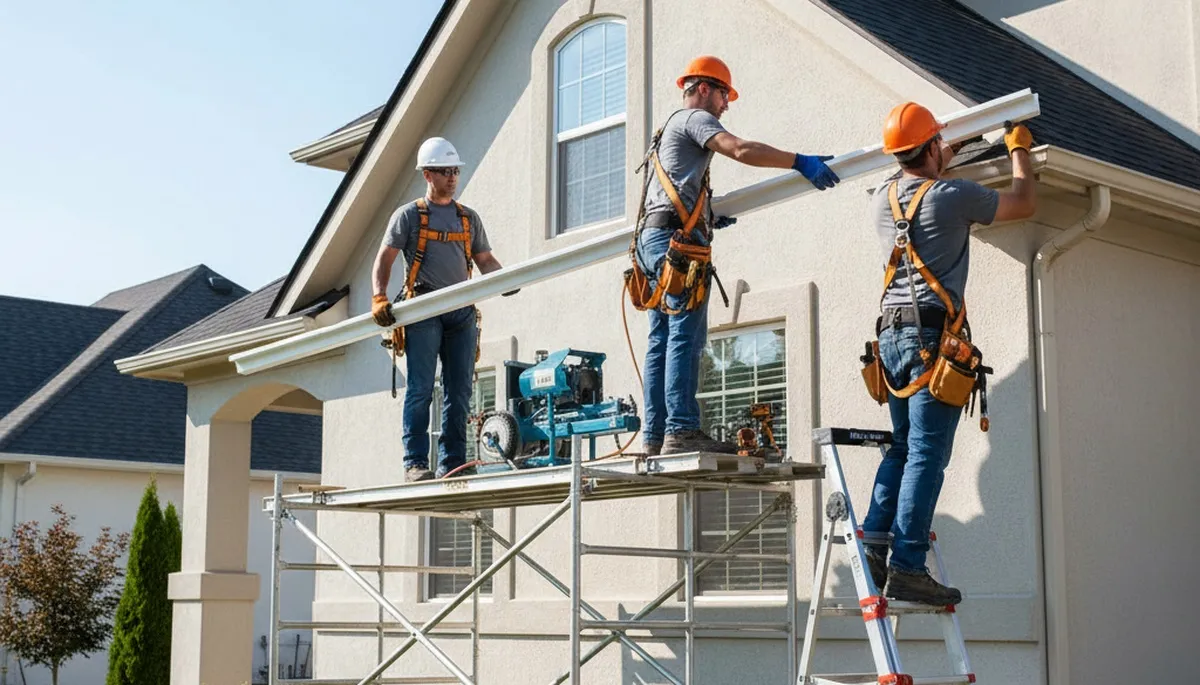 Seamless gutter installation in Pittsburgh, PA for home rain and freeze-thaw protection